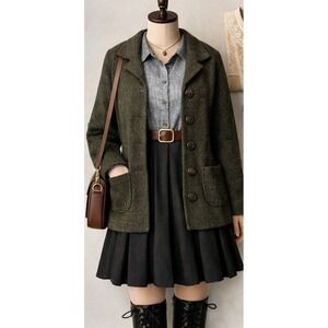 Talbots Dark Academia Wool Knit Jacket Made in Italy Womens S